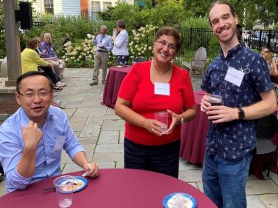 Faculty and student enjoying Cancer Biology meet and greet 